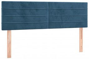 Cama box spring c/ colchão/LED 140x200 cm veludo azul-escuro