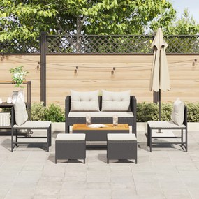 Conjunto de Sofás Externos Preto Rattan Sintético Médio