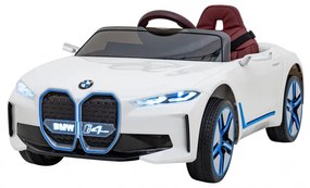 Carro elétrico para Crianças BMW I4 12V, Rodas Espuma EVA, Assento couro ecológico Branco