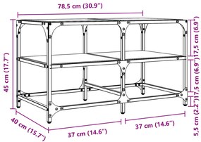 Mesa de centro c/ topo em vidro transparente 78,5x40x45 cm aço