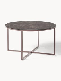 Mesa de apoio redonda com tampo de vidro com efeito de mármore Antigua