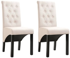 Cadeiras de jantar 2 pcs tecido cor creme