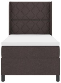 Cama box com colchão marrom escuro 90x200 cm em tecido