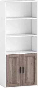 HOMCOM Estante para Livros Estreita Estante com Armário com Prateleira Ajustável 60x30x149,5 cm Branco e Castanho | Aosom Portugal