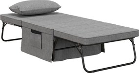 HOMCOM Sofá Cama 4 em 1  Estofado em Linho com Encosto Ajustável em 5 Níveis e Almofada Acolchoada  75x80x74 cm Cinza | Aosom Portugal