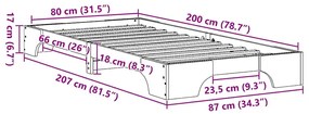 Cama de Pinho Sólido Castanho 80x200 cm