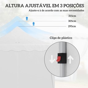 Tenda Dobrável Pop Up 596x300x315 cm com 6 Paredes Laterais Anti-UV Altura Ajustável para Campismo Festas Branco