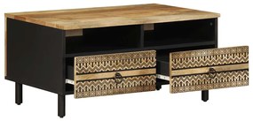 Mesa de centro 80x54x40cm madeira mangueira áspera maciça preto