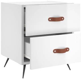 Mesa de cabeceira derivados de madeira branco brilhante