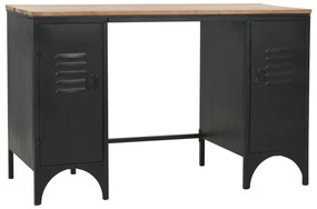 Secretária pedestal duplo madeira abeto maciça aço 120x50x76cm