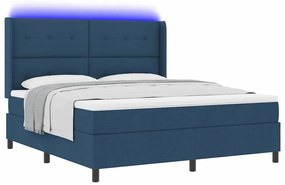 Cama Box com Colchão e LED Azul 180x200 cm, Tecido