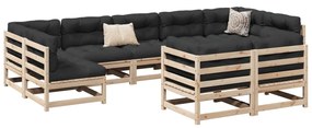 9 pcs conjunto sofás de jardim com almofadões pinho maciço