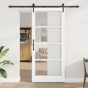 Conjunto de Porta Deslizante vidaXL com Hardware Branco 93x211 cm Madeira Sólida de Pinheiro
