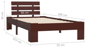 Estrutura de cama 90x200 cm pinho maciço castanho-escuro