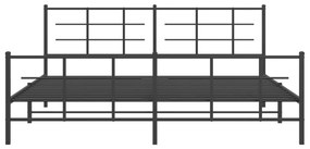 Estrutura de cama com cabeceira e pés 200x200 cm metal preto