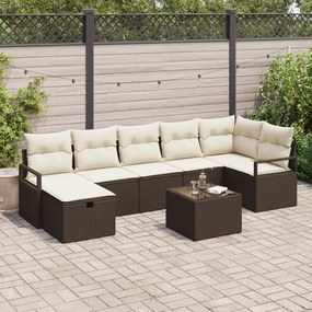 Conjunto de Sofá de Jardim de 8 Peças com Almofadas Rattan Poly Castan