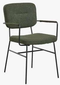 Cadeira De Jantar Com Braços Estofada Milih Verde Exército - Sklum