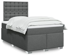 Cama boxspring com colchão 120x190 cm tecido cinzento-escuro