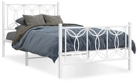 Estrutura de cama com cabeceira e pés 100x190 cm metal branco