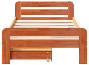 Cama sem colchão 75x190 cm madeira de pinho maciça castanho-mel