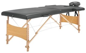vidaXL Mesa massagens c/ 2 zonas estrutura madeira 186x68 cm antracite