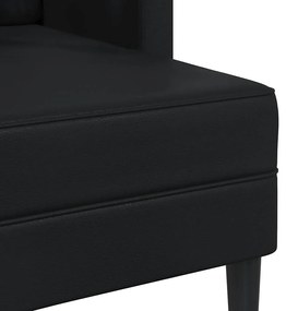 Sofá 2 lugares com Chaise em L 125 cm couro artificial preto