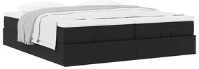 Estrutura de cama otomana com colchões pele artificial preta
