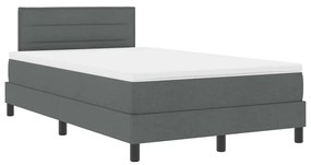 Cama Box Spring com Colchão &amp; LED Cinza Escuro 120x190 cm Tecido