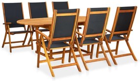 7 pcs conjunto de jantar de exterior madeira acácia maciça