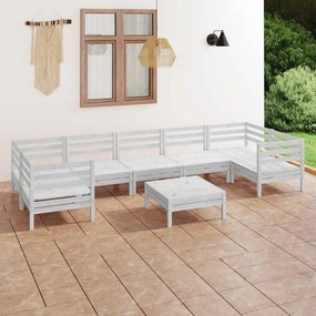 vidaXL 8 pcs conjunto lounge de jardim pinho maciço branco