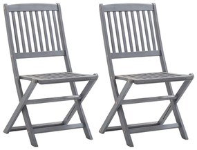 vidaXL Cadeiras de jardim dobráveis 2 pcs madeira acácia maciça
