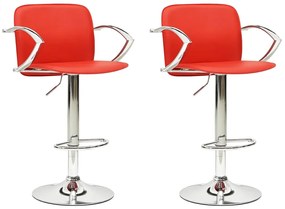 vidaXL Bancos de bar 2 pcs couro artificial vermelho