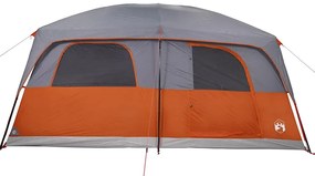 Tenda familiar para 10 pessoas impermeável cinzento e laranja