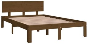 Estrutura cama pequena de casal 120x190 cm madeira castanho-mel