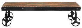 Mesa de centro c/ rodas 100x60x26 cm madeira recuperada maciça