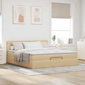 Estrutura de cama otomana com creme de colchão 180x200cm tecido
