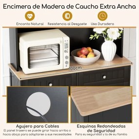 Armário Cozinha 100 x 34 x 172 cm com Porta para caixote de lixo com porta dupla basculante com bancada preto