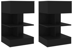 Mesas de cabeceira 2 pcs 40x35x65 cm preto