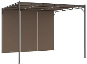 Gazebo jardim c/ cortina lateral 3x3x2,25m cinzento-acastanhado