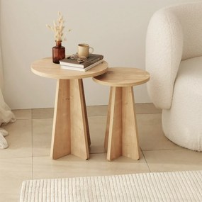 Conjunto de Mesas Mushroom – Carvalho Safira – 40x50x40 cm &amp; 30x45x30