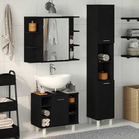 Conjunto de Móveis para Casa de Banho de 3 Peças Carvalho Preto Madeir