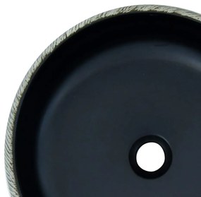 Lavatório de bancada redondo Φ41x14 cm cerâmica preto/cinzento