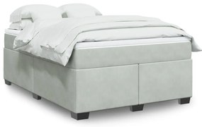 vidaXL Cama com molas/colchão 160x200 cm veludo cinzento-claro