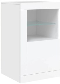 Armário de apoio com luzes LED derivados de madeira branco