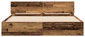Cama com cabeceira - Madeira velha - 180 x 200 cm - Estrutura de madei