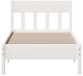 Cama sem colchão 100x200 cm madeira de pinho maciça branco