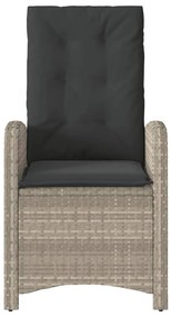 Cadeiras jardim reclináveis 2pcs c/ almofadões vime cinza claro