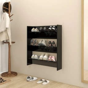 vidaXL Sapateira de parede 80x18x90 cm derivados de madeira preto