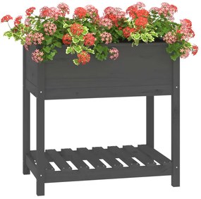Vaso/floreira com prateleira 82,5x54x81 cm pinho maciço cinza