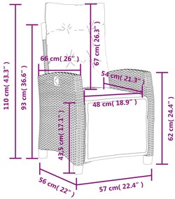 Cadeiras jardim reclináveis 2 pcs c/ apoio de pés bege mistura